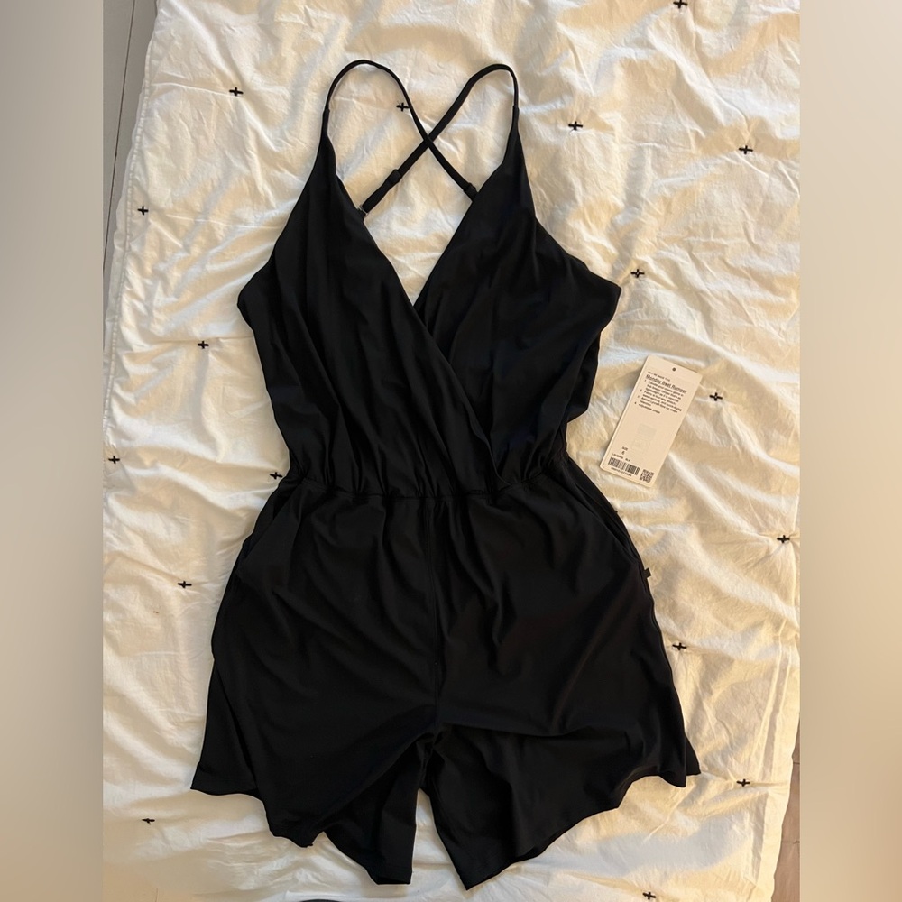 lululemon athletica Monday Best Black Strappy Romper Jumpsuit